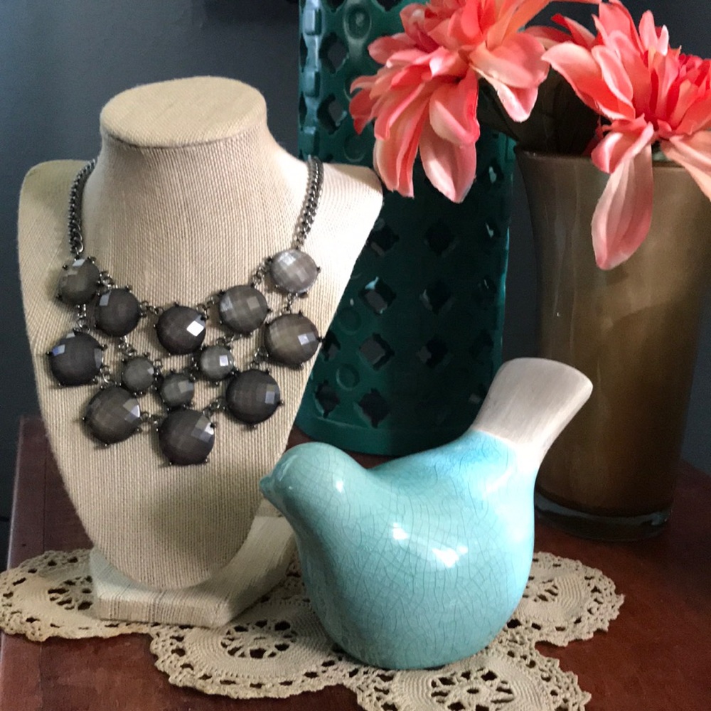 Beautiful slate and gunmetal bib necklace!!!